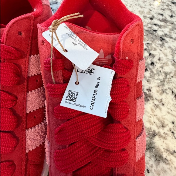 Adidas Campus Red and Pink Suede Sneakers - Picture 2 of 6